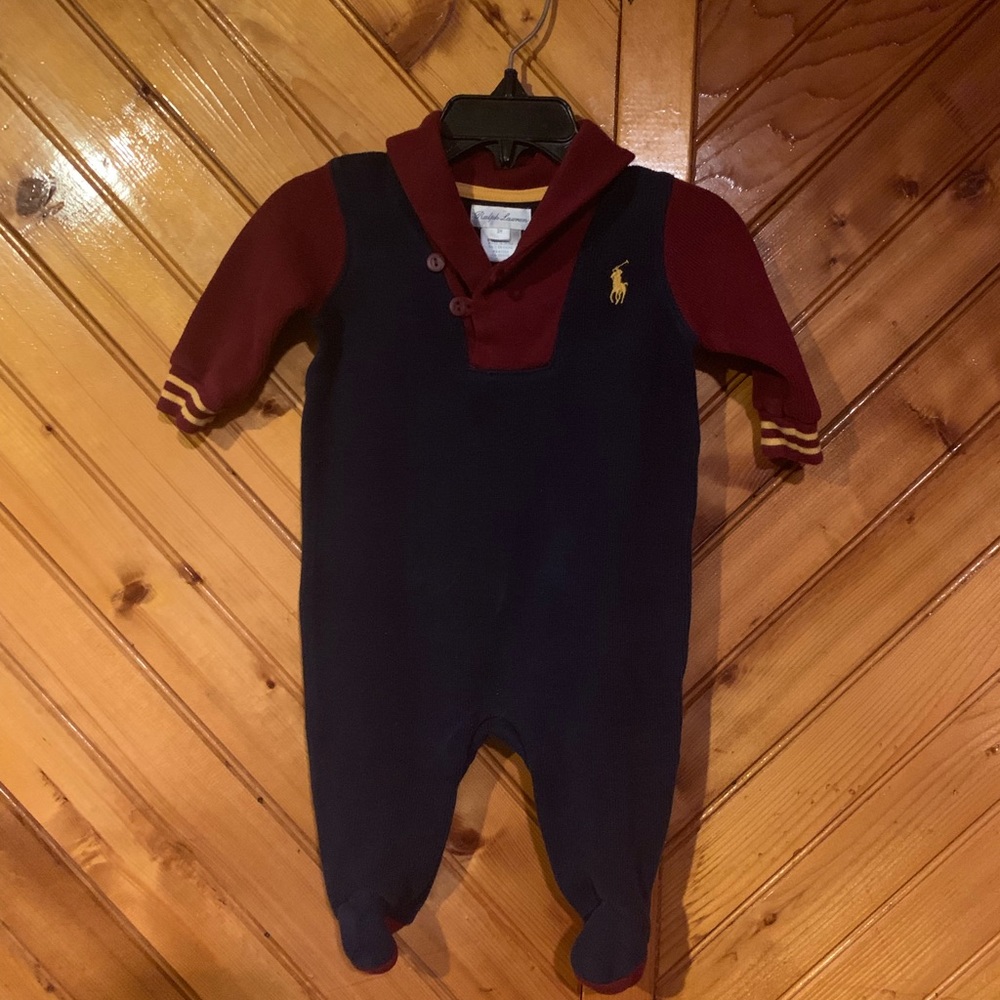 Ralph Lauren baby boy footie one piece.